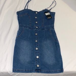 Denim mini button down dress